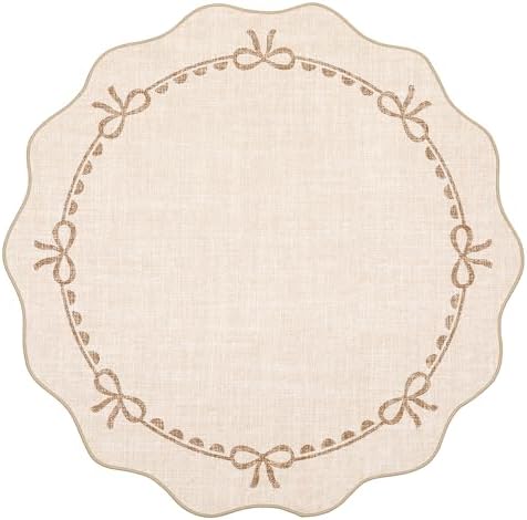 GarveeHome 4ft Round Rugs Washable Scalloped Bow Rug - Image 4