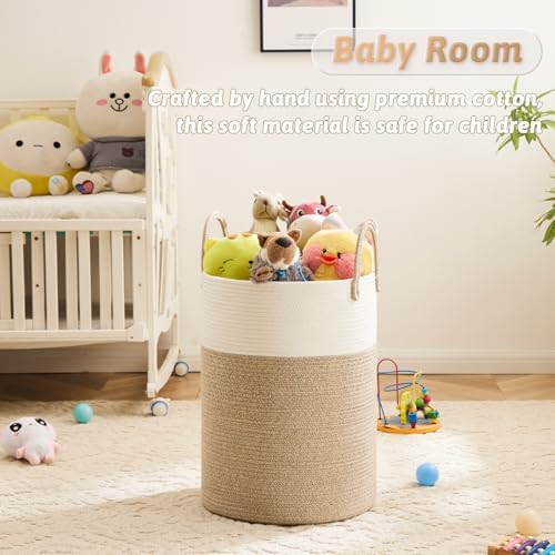 Artfeel Laundry Basket, Woven Cotton Rope Laundry Hamper, 80L - Image 3
