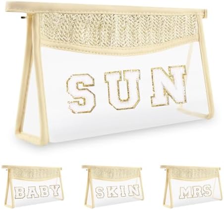 Iqimott Clear Patch Sun Bag Makeup Letter Bag, Boho Preppy Letter Bags by Iqimott