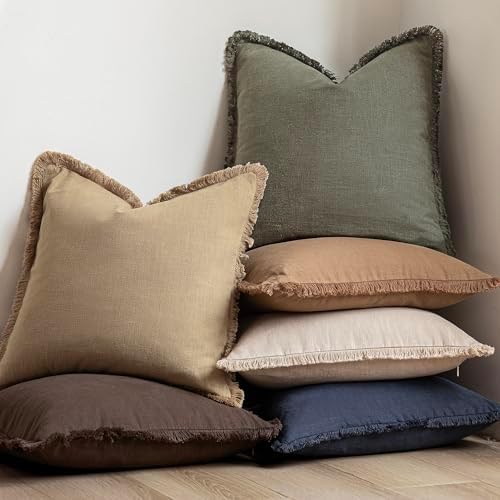 Foindtower Decorative Linen Fringe Throw Pillow Covers Cozy Boho Farmhouse - Image 6