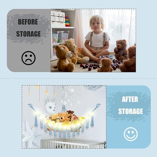 CERETIA Stuffed Animal Hammock Corner Plushie Net Storage, 2 Pack Baby Blue - Image 4