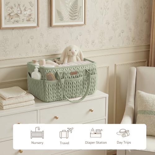 Konssy Baby Diaper Caddy Organizer, Braided Quilted Design - Image 6