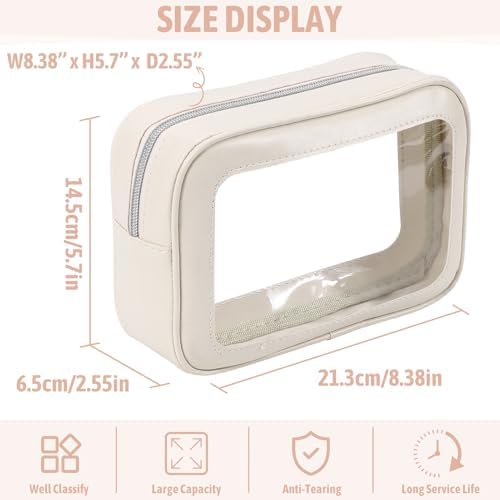 YOPCDJ 3PCS Clear Toiletry Bag, TSA Approved Travel Makeup Pouch - Image 2