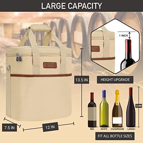 opux Insulated Wine Cooler Bag, Leakproof 6 Bottle Wine Tote Carrier - Image 3