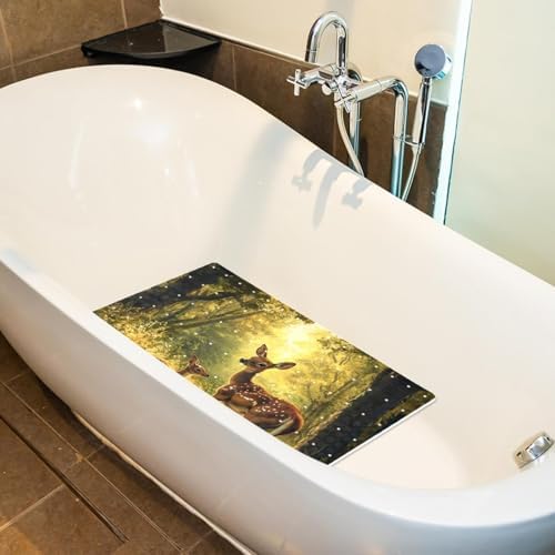 Bathtub Mat Non Slip 26.8x15.1 Inch, Forest Deers Shower Mat - Image 4
