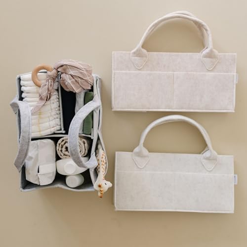 PUTSKA Baby Diaper Caddy Organizer, Felt Nursery Basket - Image 7