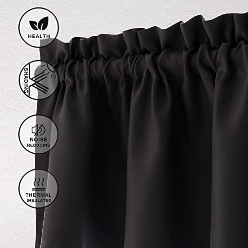 Hiasan Black Valance Curtains for Window 42 x 18 Inches 1 Panel - Image 2