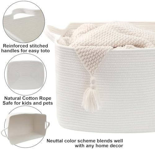 96L Woven Laundry Basket with Handles, Extra Blanket Basket - Image 3