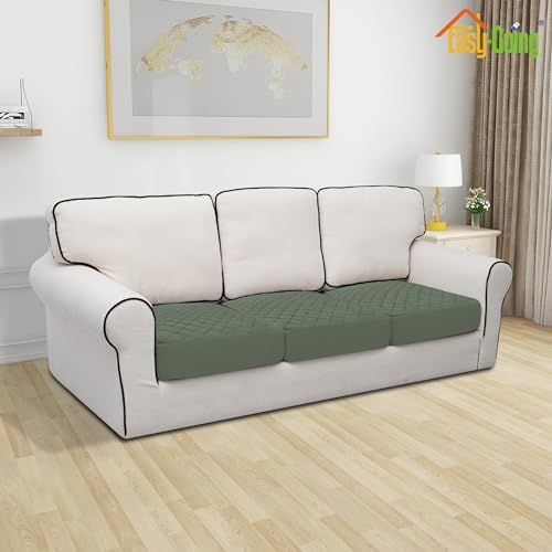 Easy-Going Waterproof Cushion Covers Set, Quilted Stretch 3-Piece Sofa Seat - Image 2