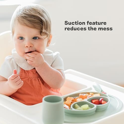 ezpz Mini Mat - 6 -12 Months+ - 100% Silicone Suction Placemat + Divided Plate - Image 5
