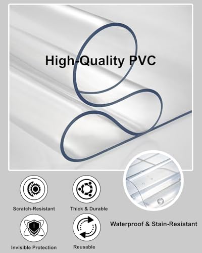 【16 Anti-Slip Stickers Included】2'×6' Long Clear Plastic Floor Runner, - Image 3