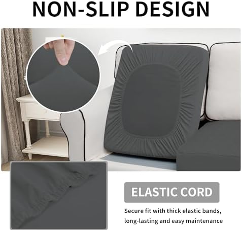 Easy-Going Waterproof Cushion Covers Set, Quilted Stretch 3-Piece Sofa Seat - Image 3