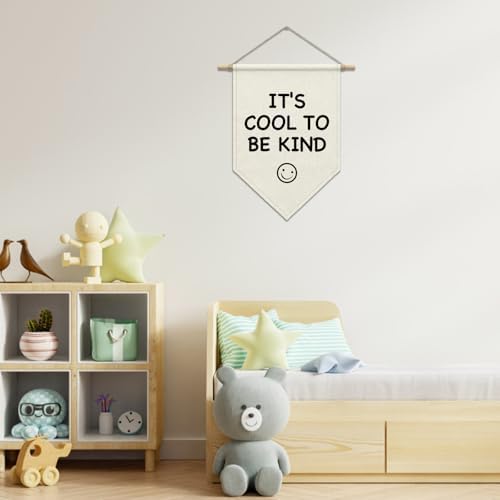 It's Cool to Be Kind Pennant Hanger Banner, Modern Canvas Wall Art - Image 2