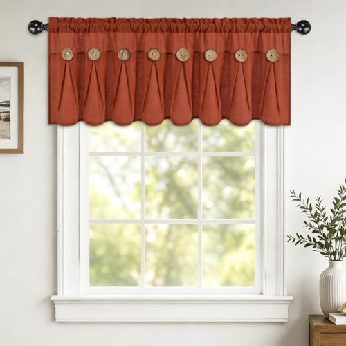 FRAMICS Farmhouse Valance Curtains, Boho Cotton Linen Kitchen Valance, Rod by FRAMICS