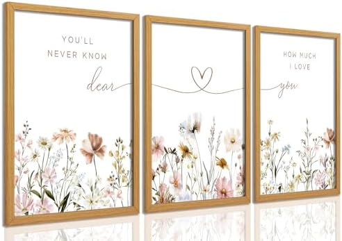 JBZDD 3Pcs Wildflower Nursery Wall Art Boho Botanical Flower Sentences Posters by JBZDD
