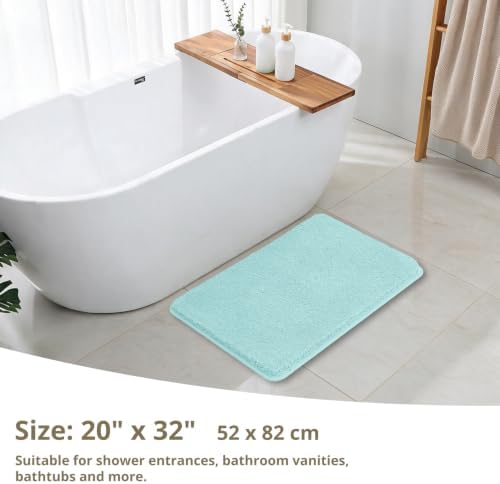 Polyester Bathroom Rug 20"x32" Aqua Haze, Non-Slip Soft Bath Mat - Image 2
