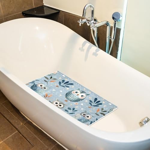 Shower Mat Non Slip, Owls Pattern Leaves Anti Slip Bath Mat - Image 5