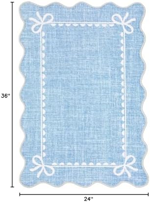 GarveeHome Scalloped Entryway Rug 2x3 Washable Front Door Bow Rug - Image 2