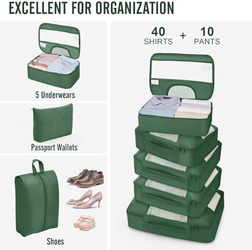Veken 10 Set Packing Cubes for Travel Essentials, Suitcase Organizer Bags in 4 - Image 5
