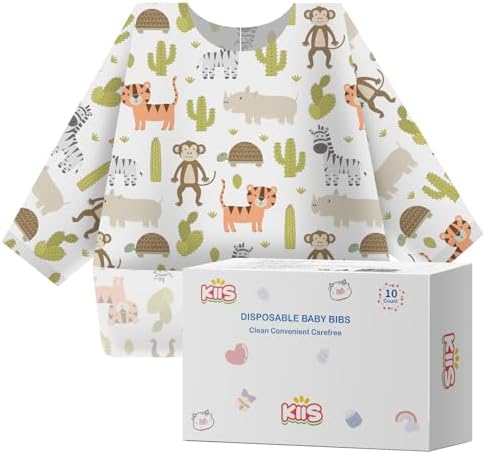 KIIS Disposable Baby Bibs, Waterproof Smock Bibs, Full Coverage by KIIS