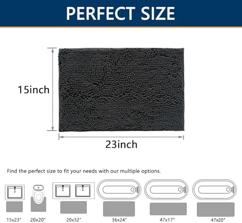 BOANKODU Bathroom Rugs 15x23, Extra Soft Absorbent Chenille Bath Rugs, PVC - Image 2