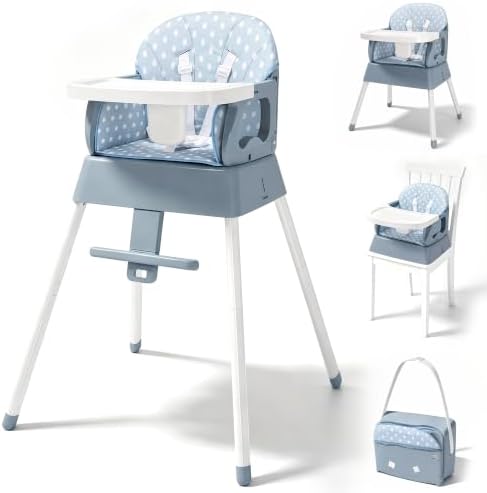 5 in 1 Foldable Baby High Chair, Convertible Highchair by BABHAMNESS