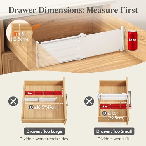 Lifewit 5" Tall Drawer Dividers, Adjustable Deep Drawer Organizer Clothes - Image 5