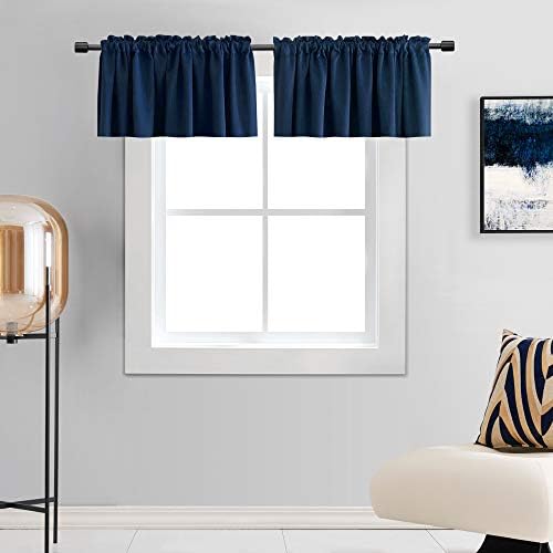 DONREN 18 Inch Long Navy Blue Blackout Curtain Valances by DONREN