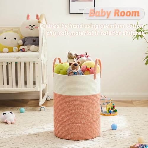 Laundry Basket, Woven Cotton Rope Laundry Hamper, 40L - Image 4