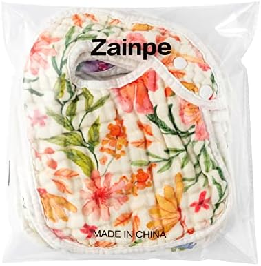 Zainpe 6Pcs Snap Muslin Cotton Baby Bibs Flowers Pattern Infants Feeding Bib - Image 6