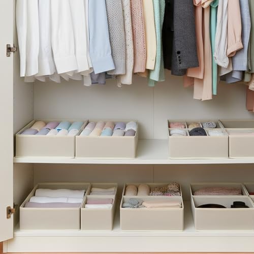 Drawer Organizer 10 Pack Khaki for Clothes & Underwear - Image 5