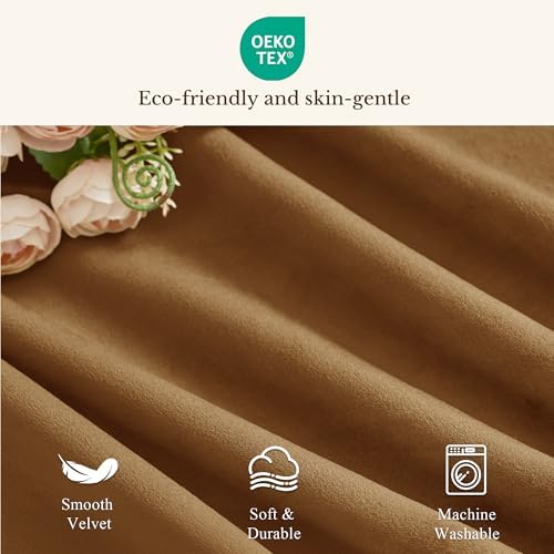 StangH Fall Decor Gold Brown Velvet Window Valance, 52x18 Inch, 4-Panel Set - Image 7