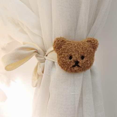 2 Pack Cute Curtain Tiebacks Cartoon Bears Embroidered Animal Shape Bedroom by NUFR