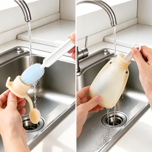 PandaEar 7 Pack Silicone Baby Food Pouches, Reusable Squeeze Pouches - Image 5
