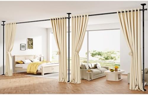 SUNALLY Room Divider Curtain Rod, No Drilling 28-140in Wall Divider - Image 7