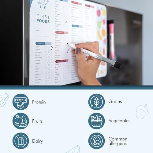 Nibble and Rest Baby's First Foods Tracker Fridge Magnet, Dry Erase Activity - Image 3
