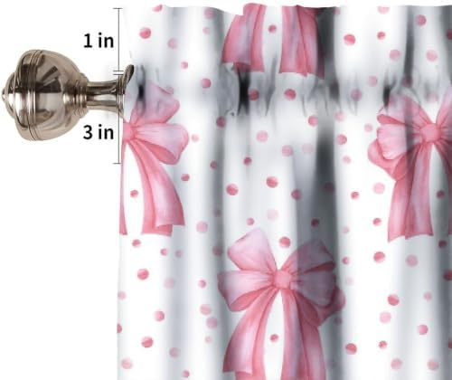 Watercolor Red Bow Valance, Abstract Confetti Geometric Pink Polka Dots Bows - Image 3