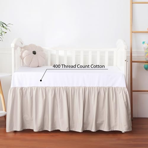 Crib Skirt Dust Ruffle, 100% Egyptian Cotton 400 Thread Count Soft Breathable - Image 2