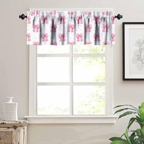 Watercolor Red Bow Valance, Abstract Confetti Geometric Pink Polka Dots Bows - Image 5