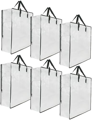 6 Pack Clear Storage Bags with Zipper and Handles, Blanket Bags by GONGKANGYUAN