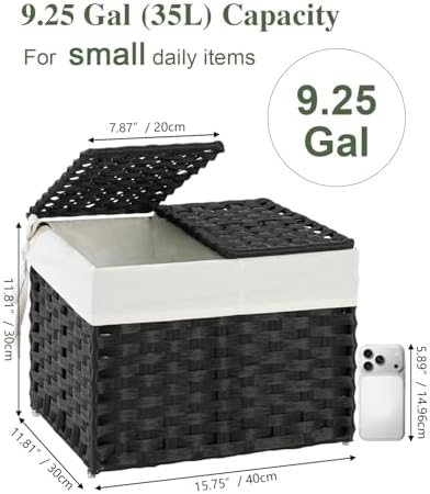 SETVSON Storage Basket with Lid, 2-Lid PE Rattan Storage Bin - Image 2