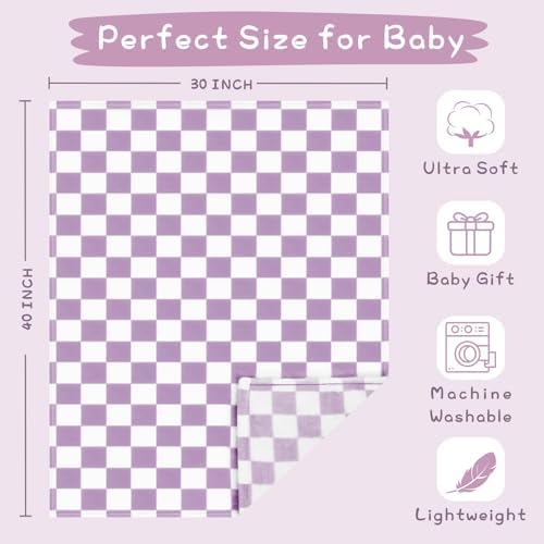Yurhap Checkered Baby Blanket Fleece Baby Blankets - Image 4