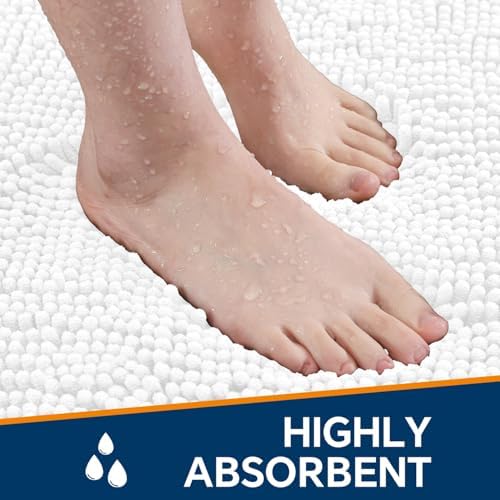 Chenille Bathroom Rug 30"x50" White, Large Plush Bath Mat - Image 4