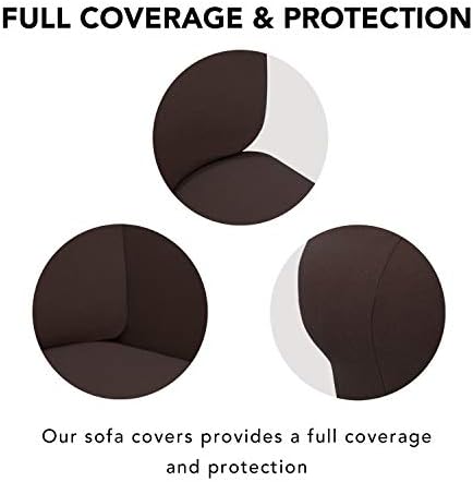 PureFit Stretch Couch Covers for Sofa Large Sofa Slipcovers Chocolate - Image 3