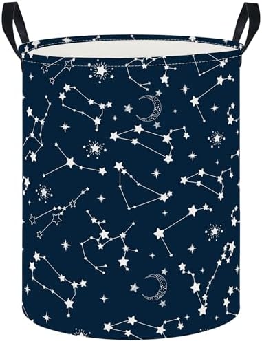 CLOCOR Large Blue Round Laundry Hamper, Waterproof Storage Basket, Gift Basket by CLOCOR