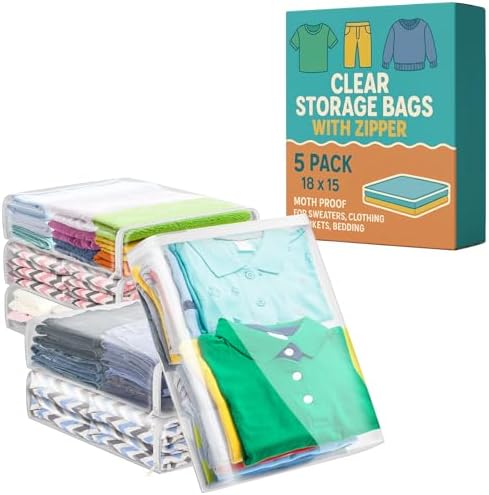Sweater Bags Moth Proof, Clothing Storage Bags, 5 Pack by Houseables