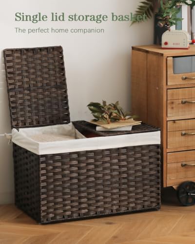SETVSON Storage Basket with Lid PE Rattan Storage Basket 105L - Image 2