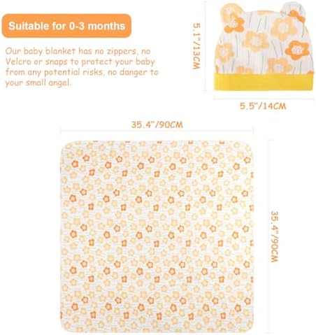 DRESHOW BQUBO Cotton Baby Swaddle Hat Set Newborn Infant Receiving Blankets - Image 5