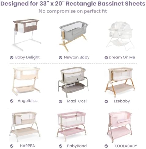 Baby Bedside Bassinet Sheets Fitted, 33”x20” Compatible - Image 6