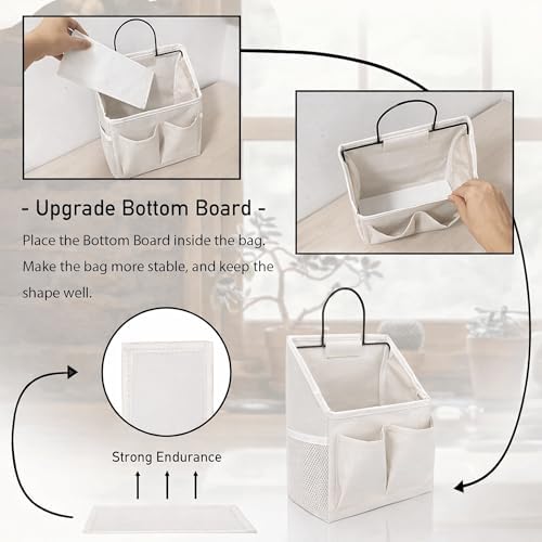 Kanrichu 2pcs Wall Hanging Organizer Bag, Linen Fabric Door Hanging Storage - Image 3